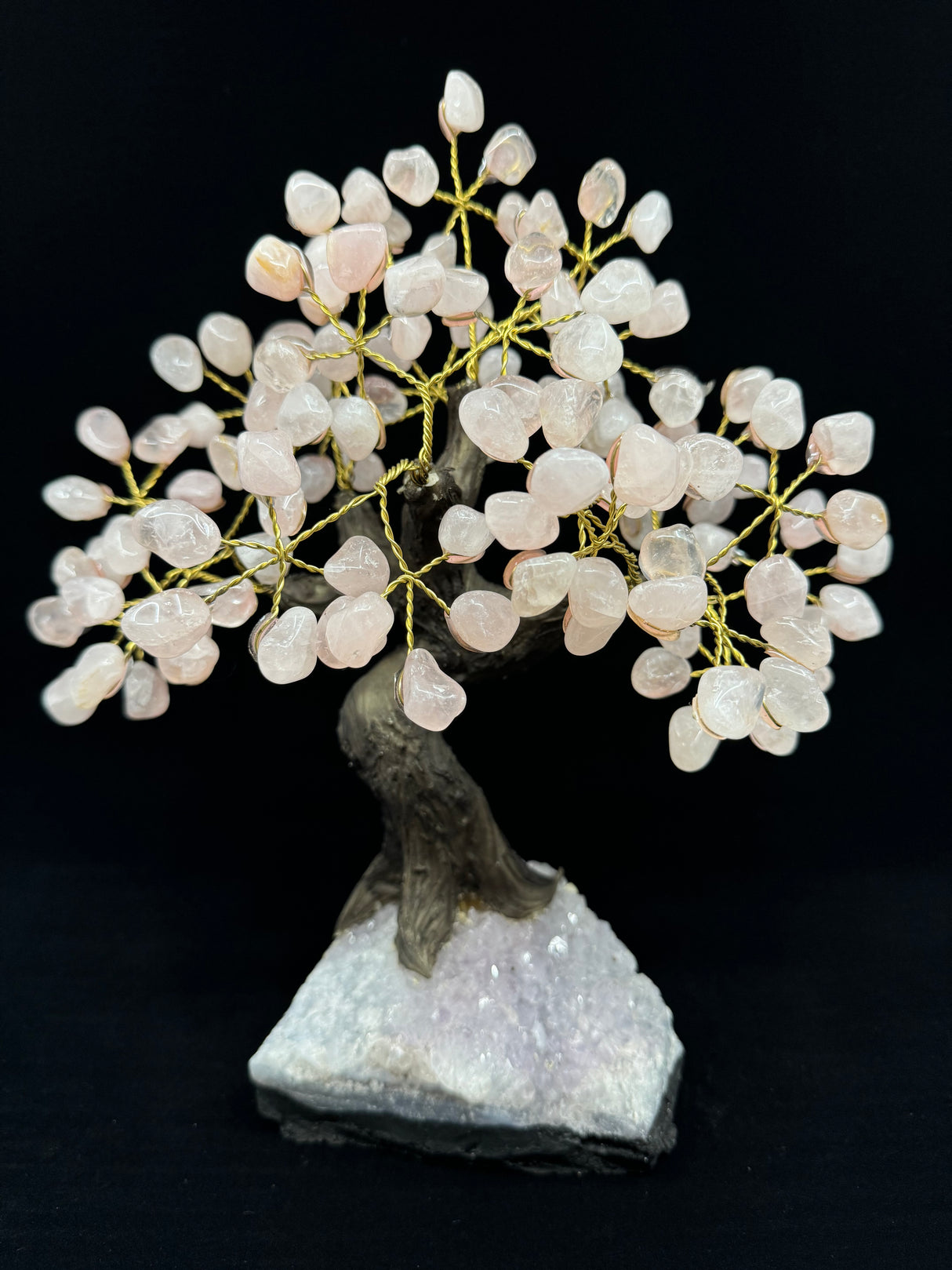 Rose Quartz Tree on Sparkly Amethyst Base - Beautiful