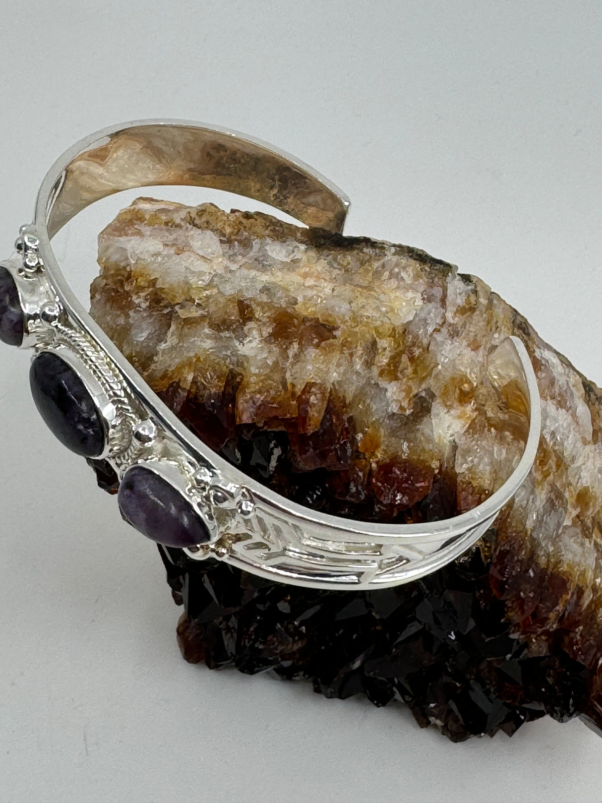 Charoite Silver Bracelet- Healing. Negativity. Protection.