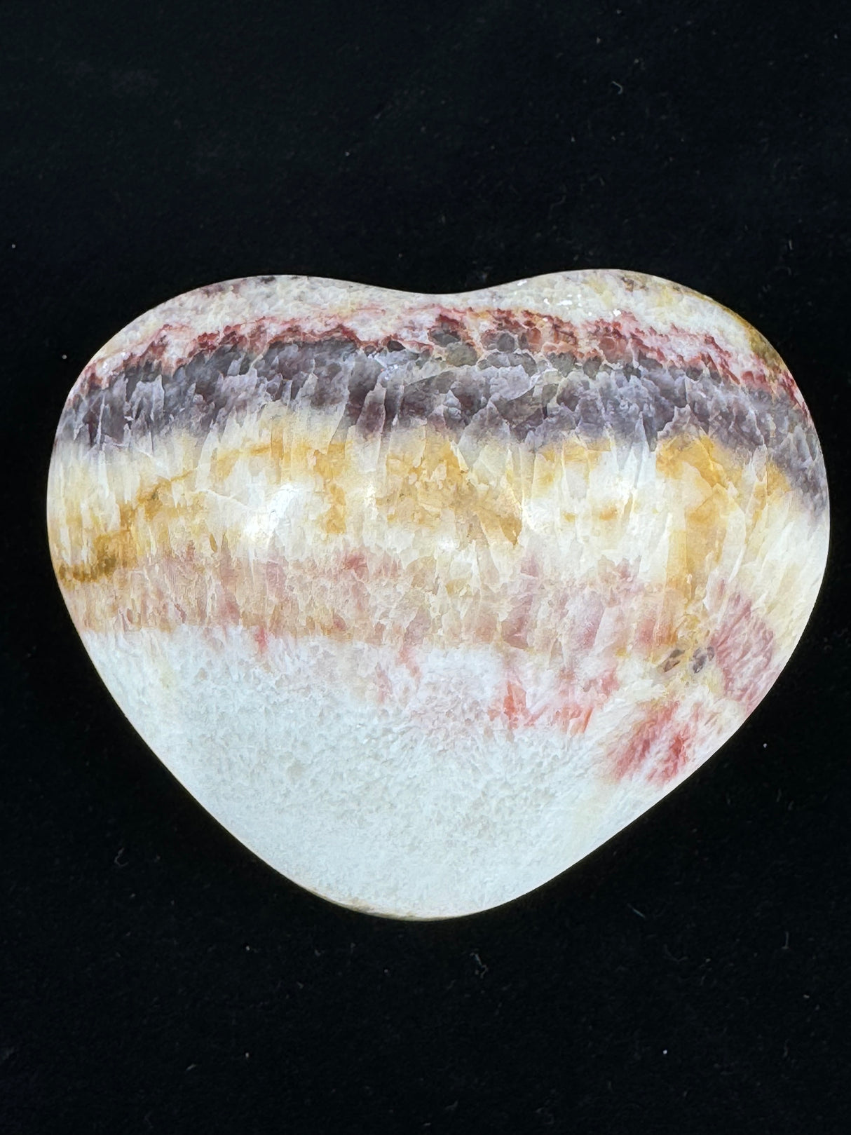 Red Banded Calcite Heart 136g - For Detoxification & Energy. “I love & appreciate my body".