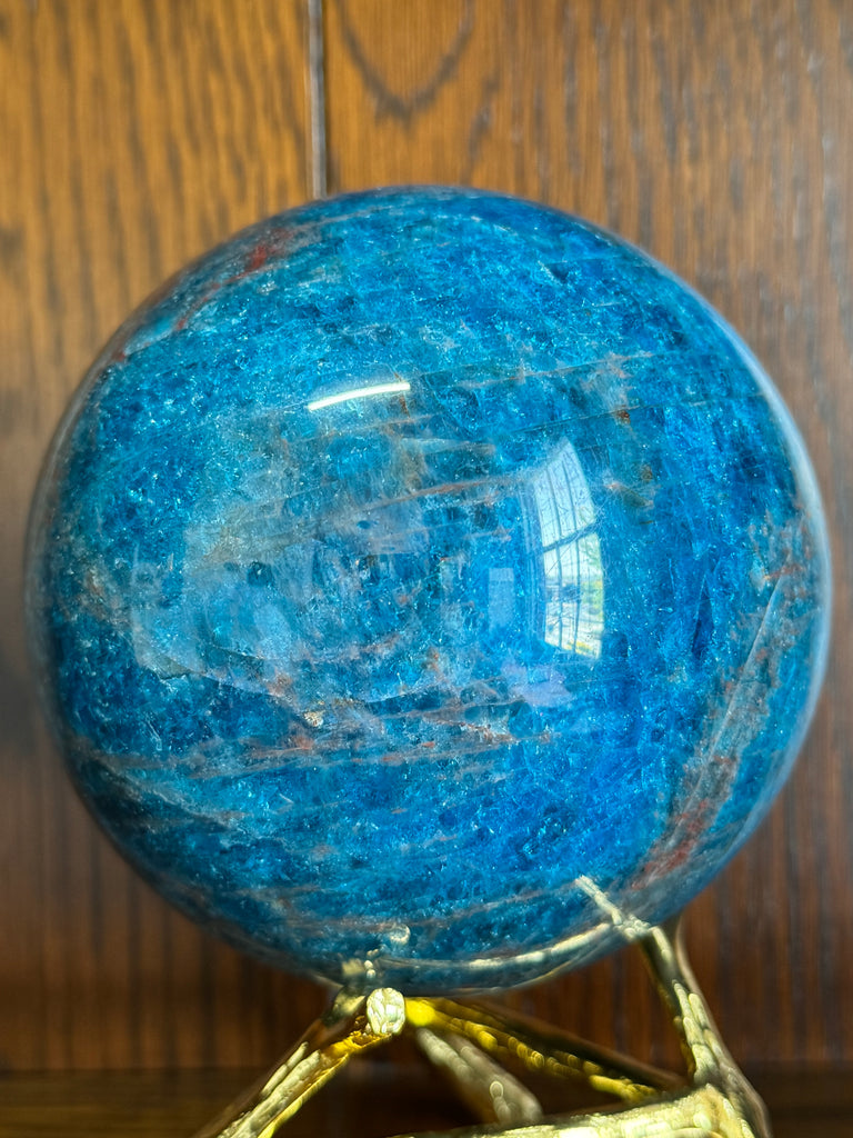 Blue Apatite Sphere #4 2.2kilos-  "I work relentlessly each day to achieve my goals."