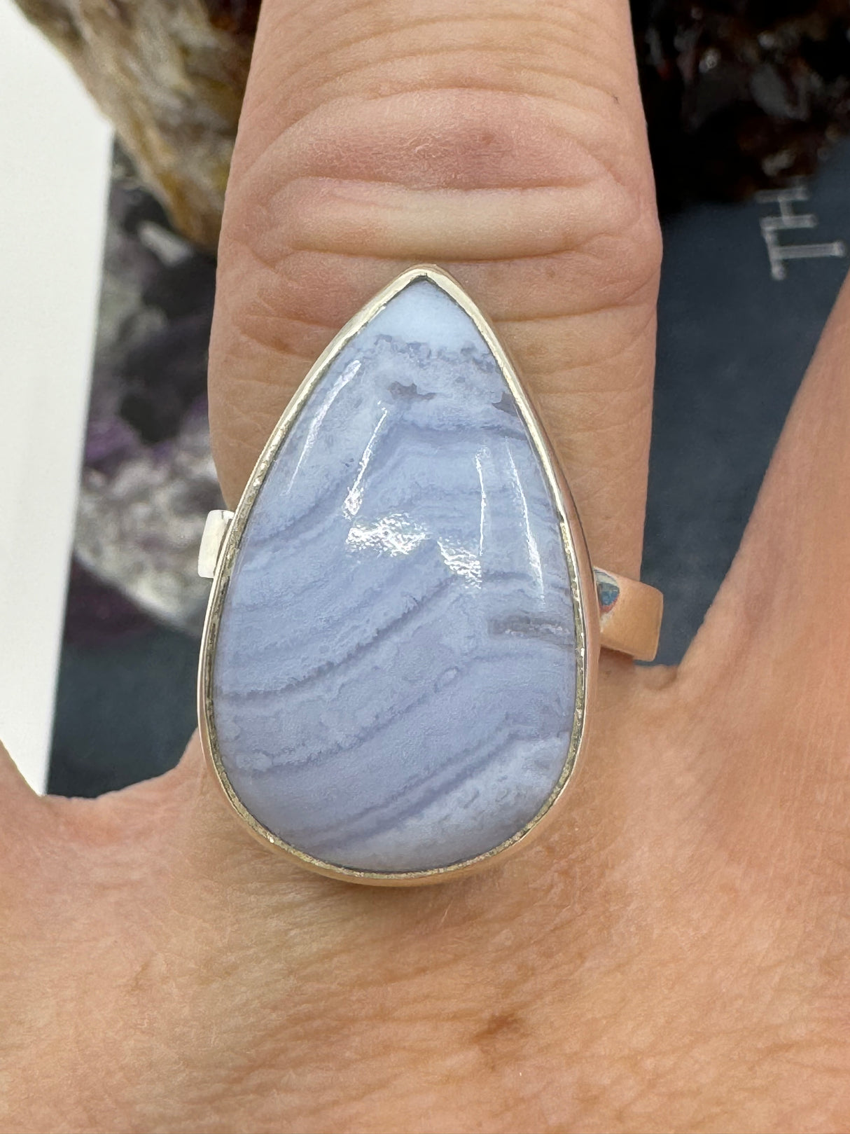 Blue Lace Agate Ring Size 8  - "I express my thoughts authentically and with clarity."