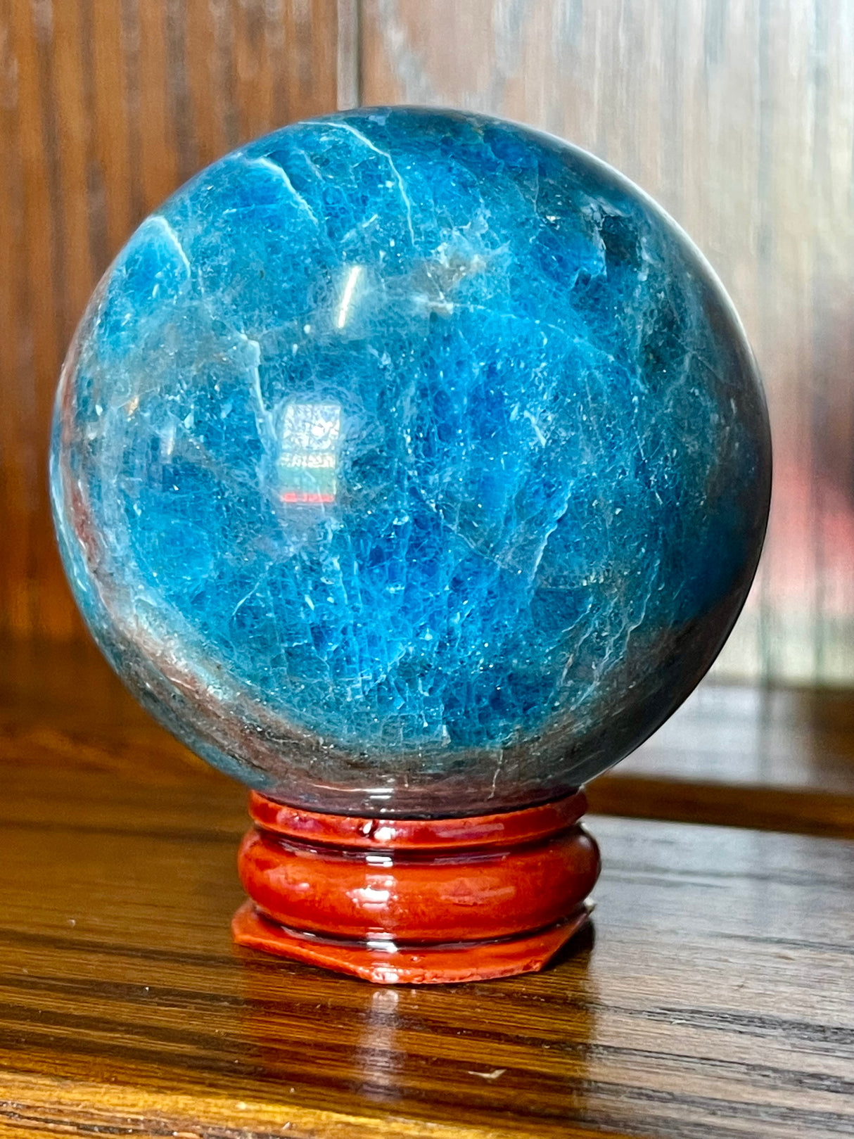 Blue Apatite Sphere #6 281g -  "I work relentlessly each day to achieve my goals."