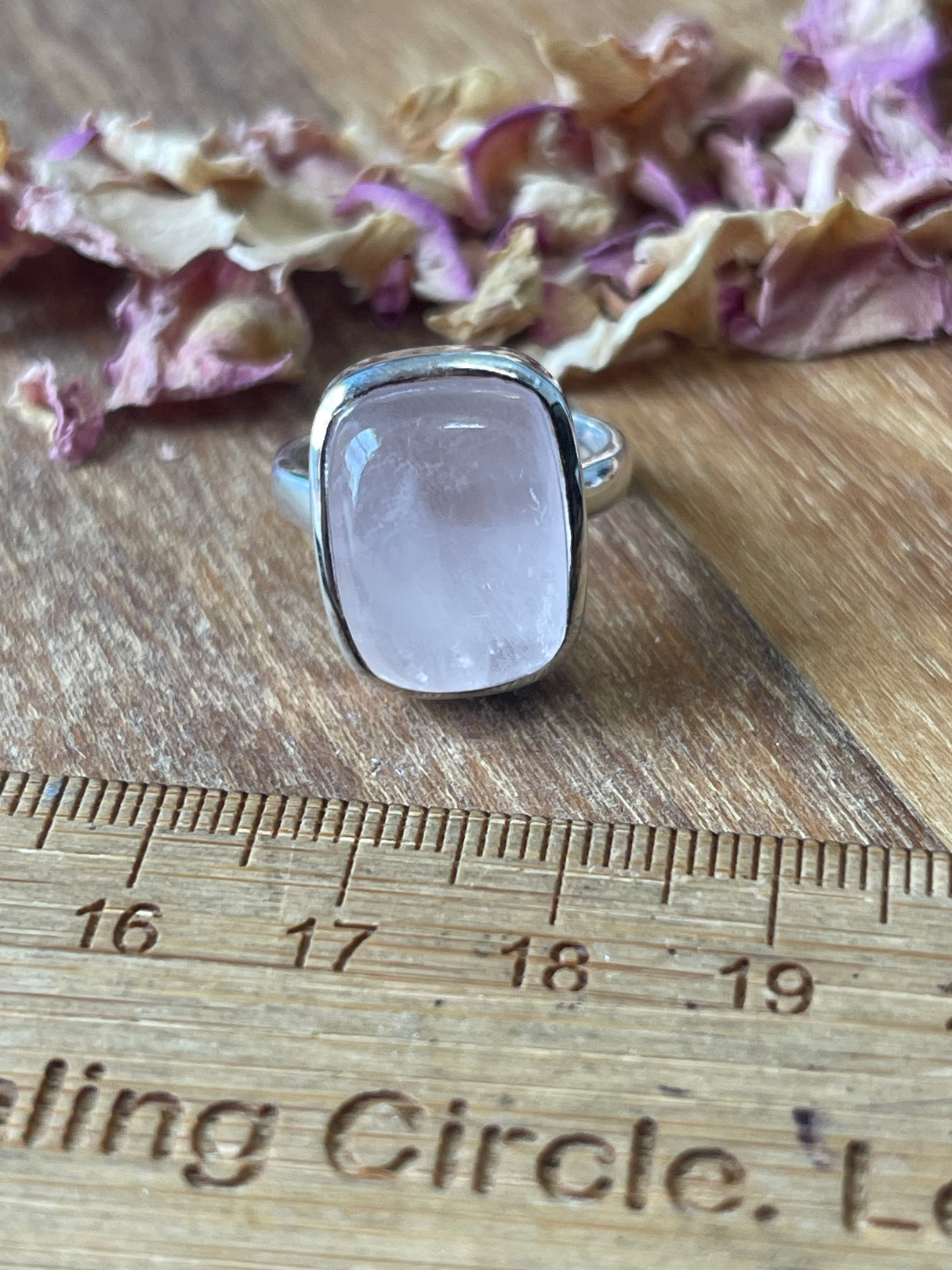 Rose Quartz Silver Ring Size 7 - “I radiate love, beauty, confidence and grace”.