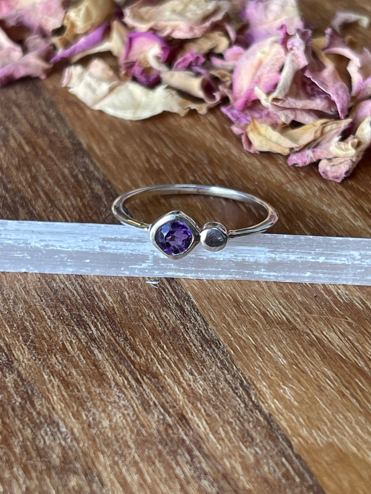 Amethyst Silver Ring Size 7 - “I trust my intuition and allow it to guide me each day”