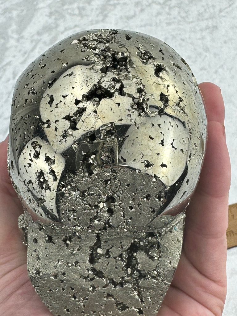 Pyrite Skull Carving #3 - 1.326kilos - Protection & Energy