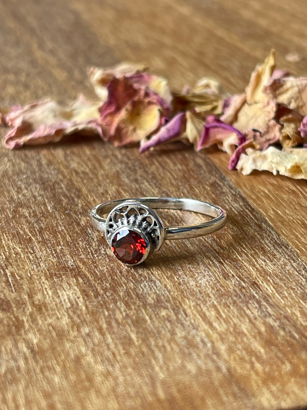 Garnet Silver Ring Size 7 - "I am passionate and enthusiastic in all areas of my life."