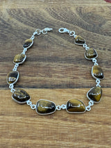 Tiger Eye Sterling Silver Bracelet - "I have the strength to overcome challenges and setbacks.”