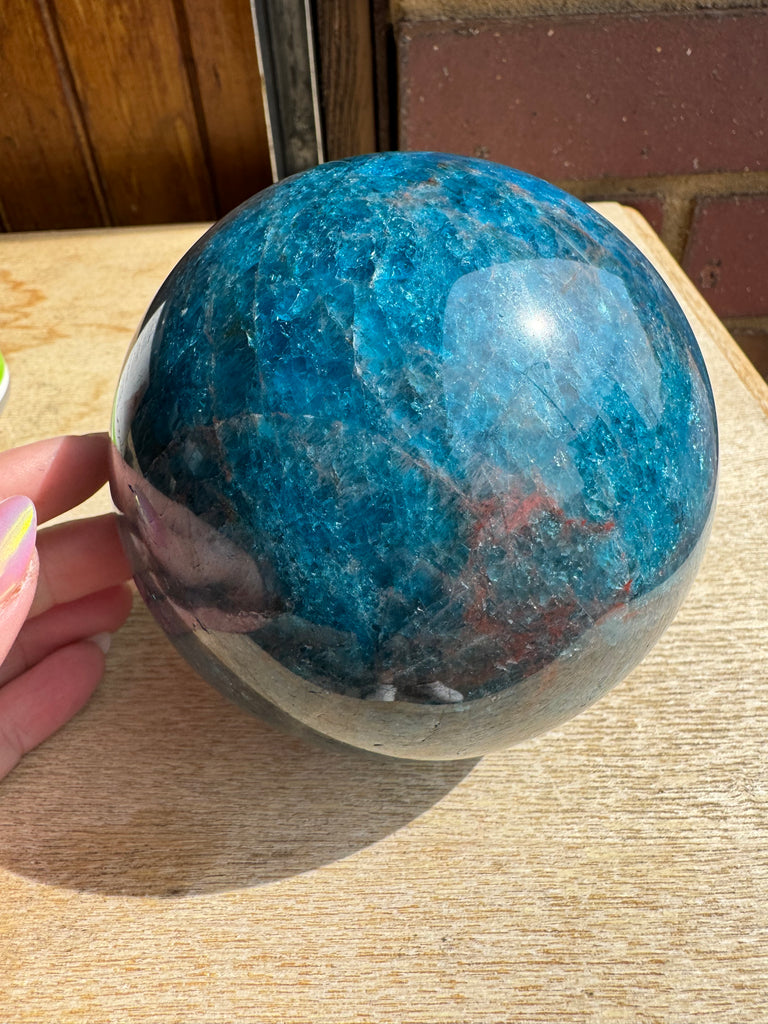 Blue Apatite Sphere #4 2.2kilos-  "I work relentlessly each day to achieve my goals."