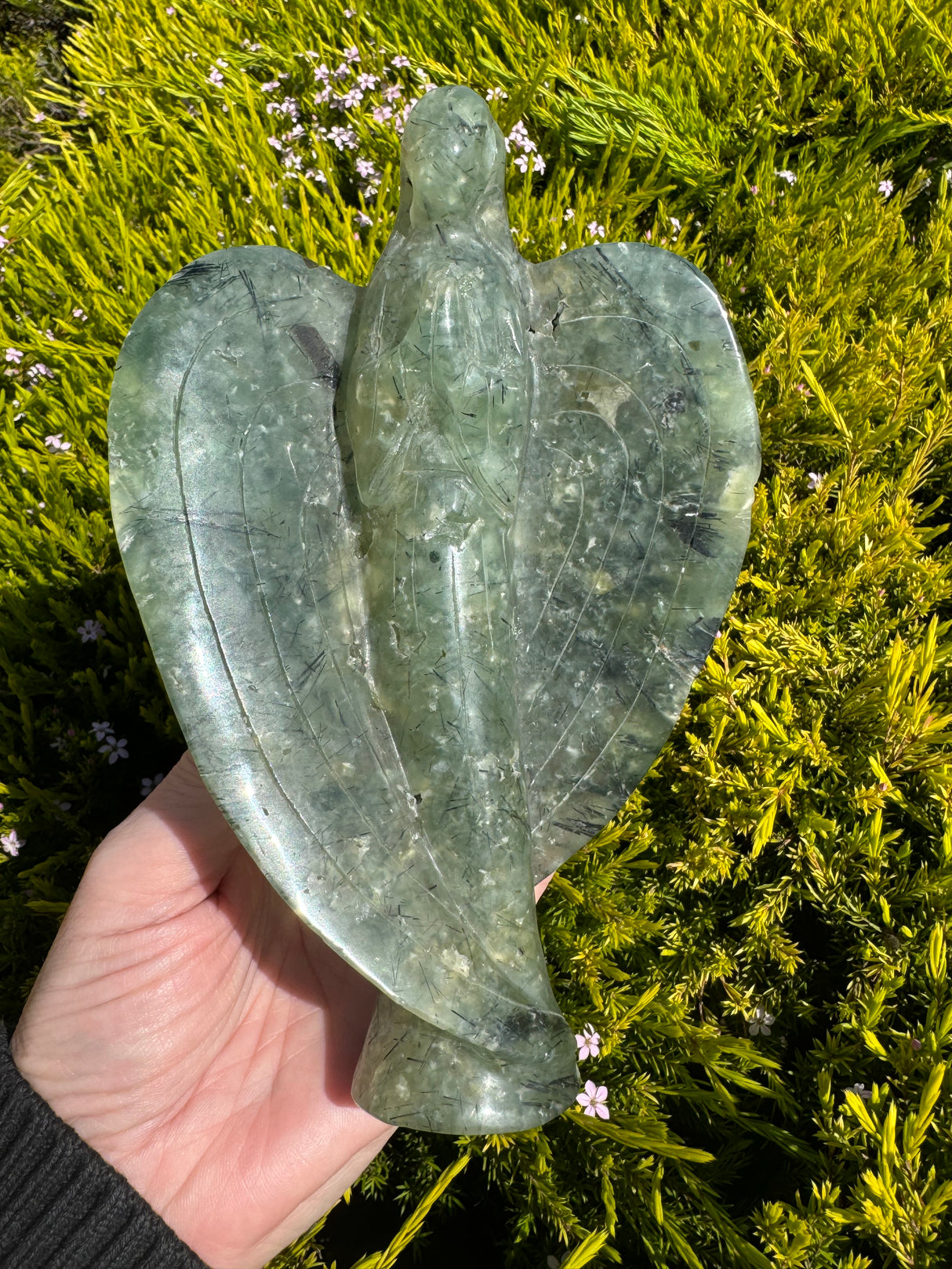 Prehnite and Epidote Angel Carving - 876g 18cm