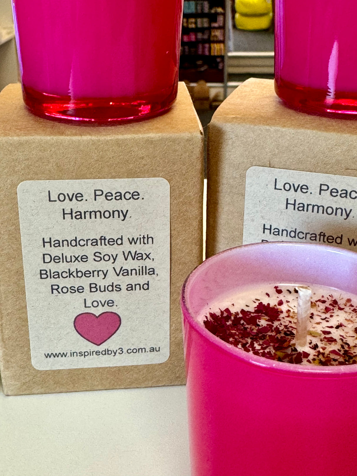 Manifestation Candle Small -  Love. Peace. Harmony. Blackberry Vanilla