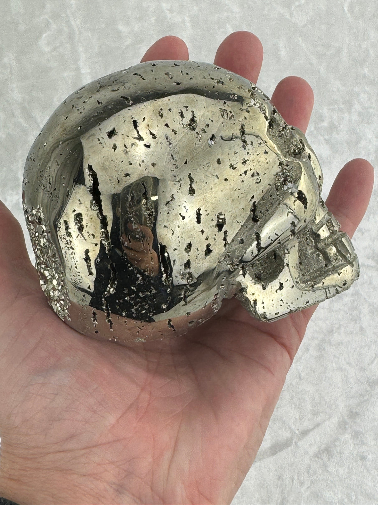 Pyrite Skull Carving #4 - 1.256kilos - Protection & Energy