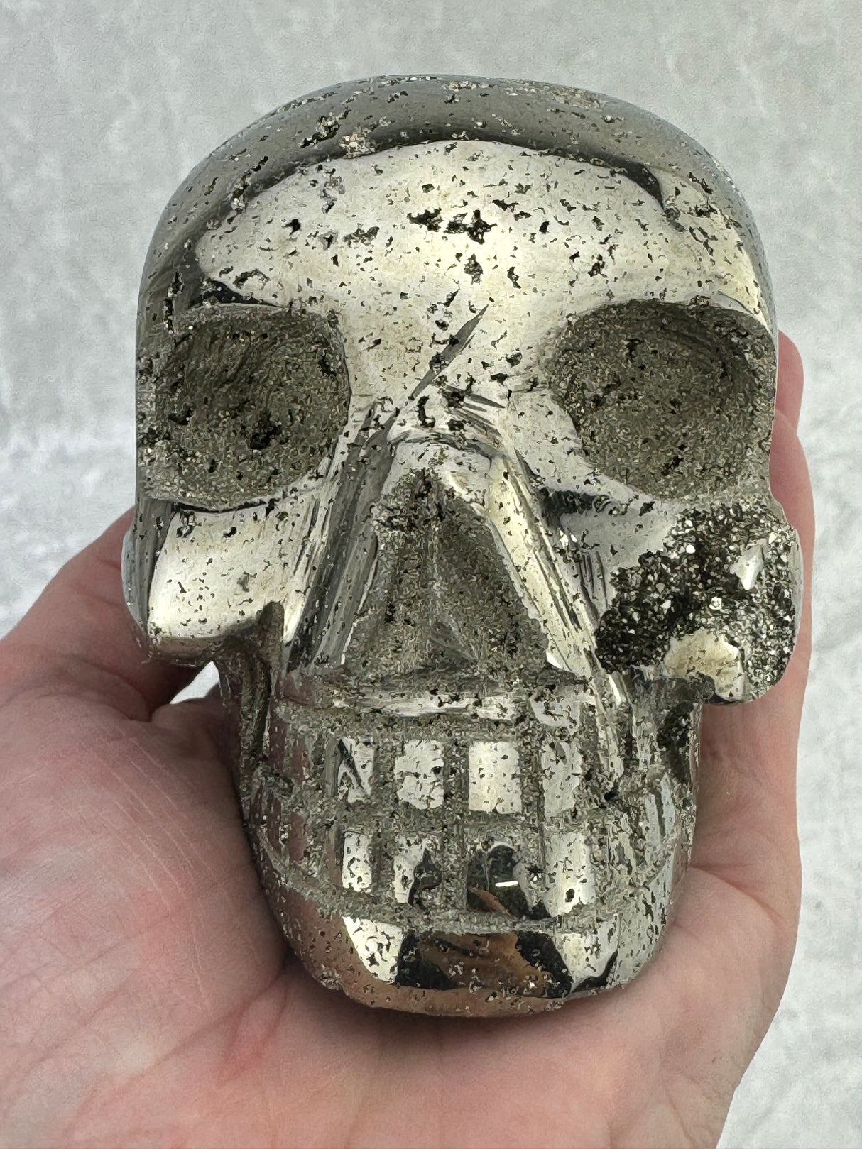 Pyrite Skull Carving #5 - 1.363kilos - Protection & Energy