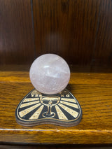 Rose Quartz Sphere on  Planchette Stand - “I radiate love, beauty, confidence and grace”.