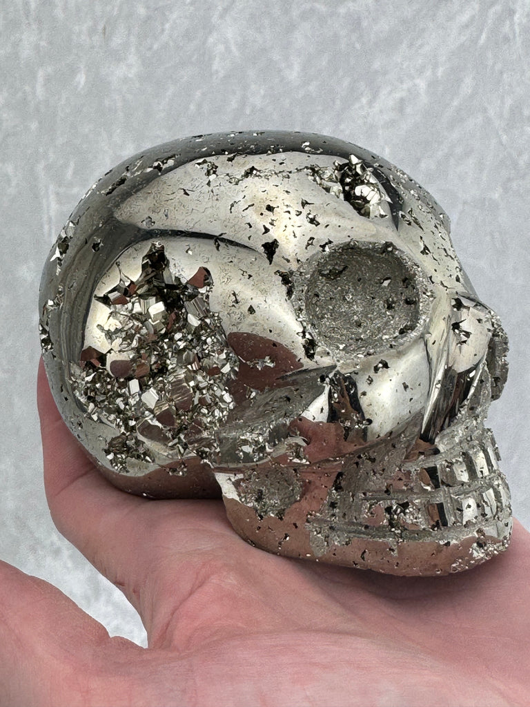 Pyrite Skull Carving #3 - 1.326kilos - Protection & Energy