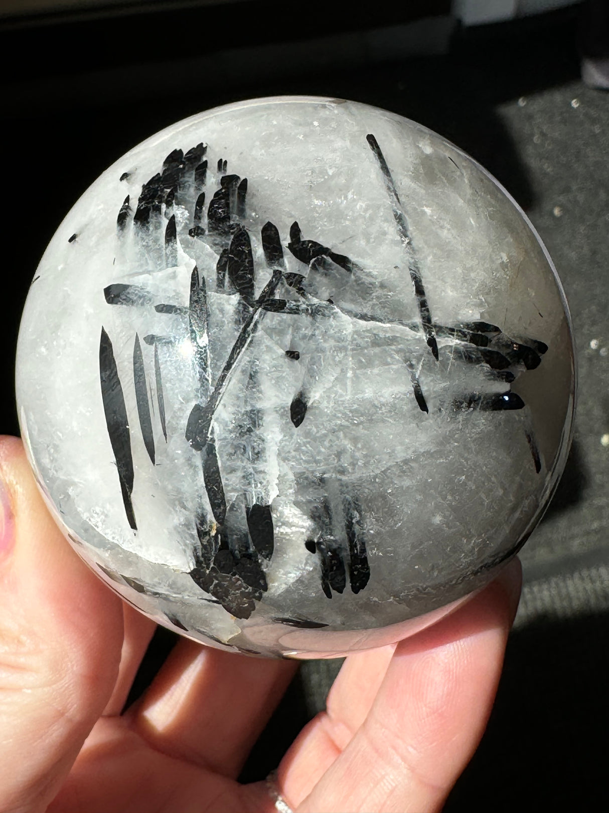 Black Tourmaline in Quartz Sphere 455g- Protection