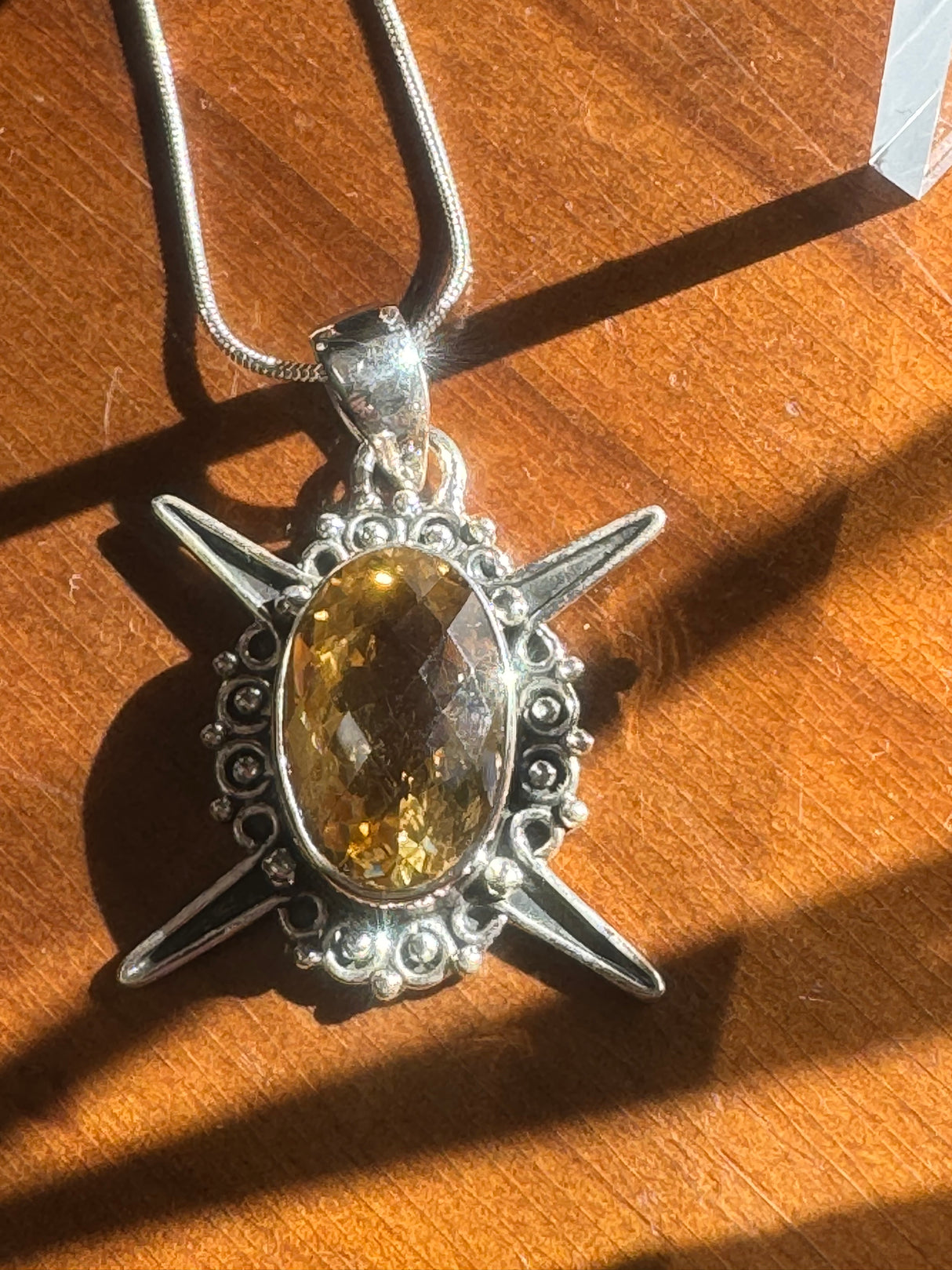 Citrine XL Silver Pendant & Silver Chain - Manifestation. Balance.