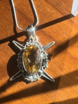 Citrine XL Silver Pendant & Silver Chain - Manifestation. Balance.