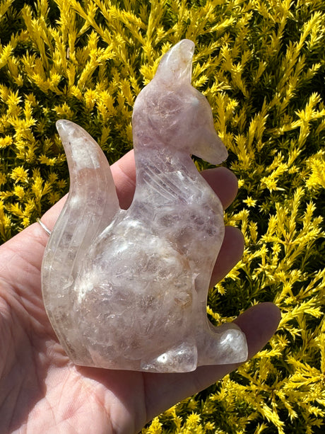 Pink Amethyst Fox Carving 272g - “ I am a strong and loving person”.