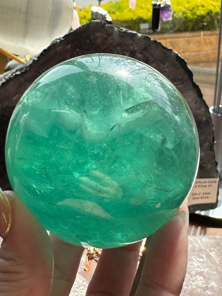 Green Fluorite Sphere  #2 592g- Concentration