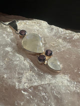 Moonstone Rainbow & Amethyst Pendant & Silver Chain - Inner Peace & New Beginnings