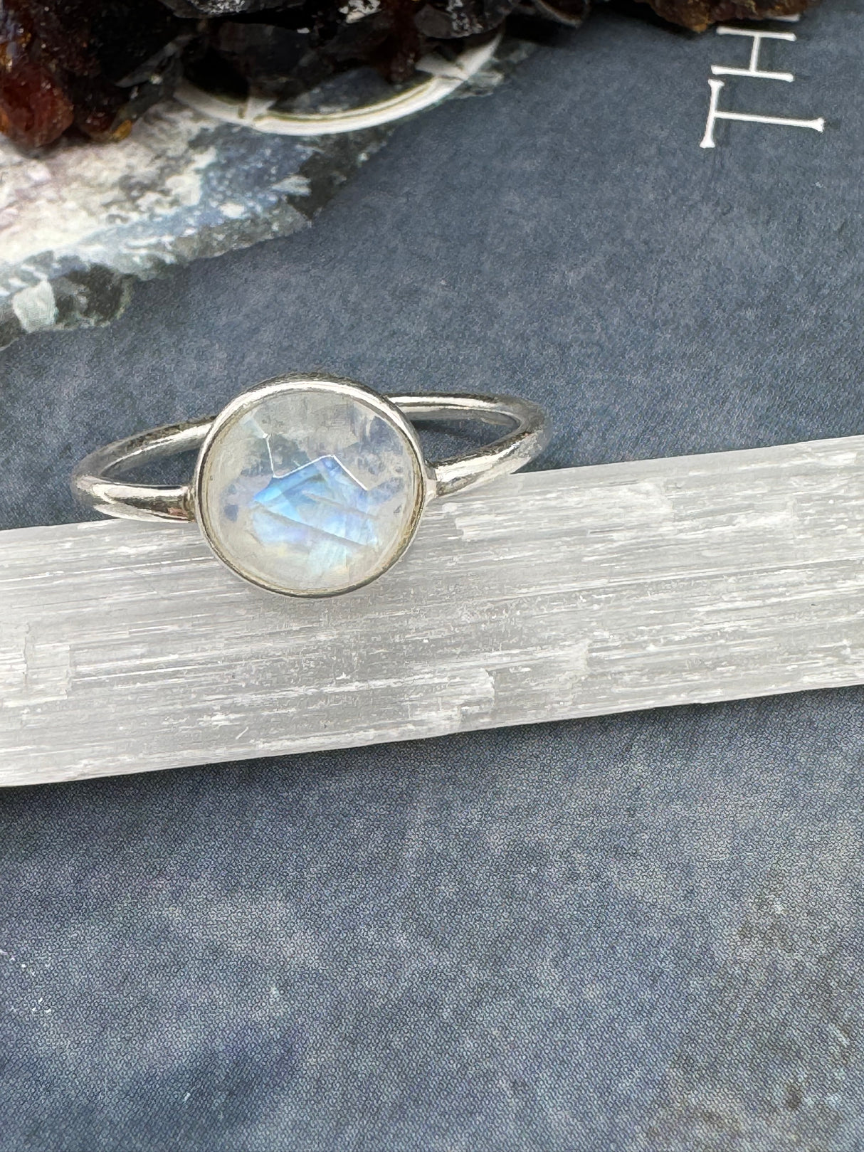 Rainbow Moonstone Silver Ring Size 6 - “My mind is open to new possibilities and opportunities”.