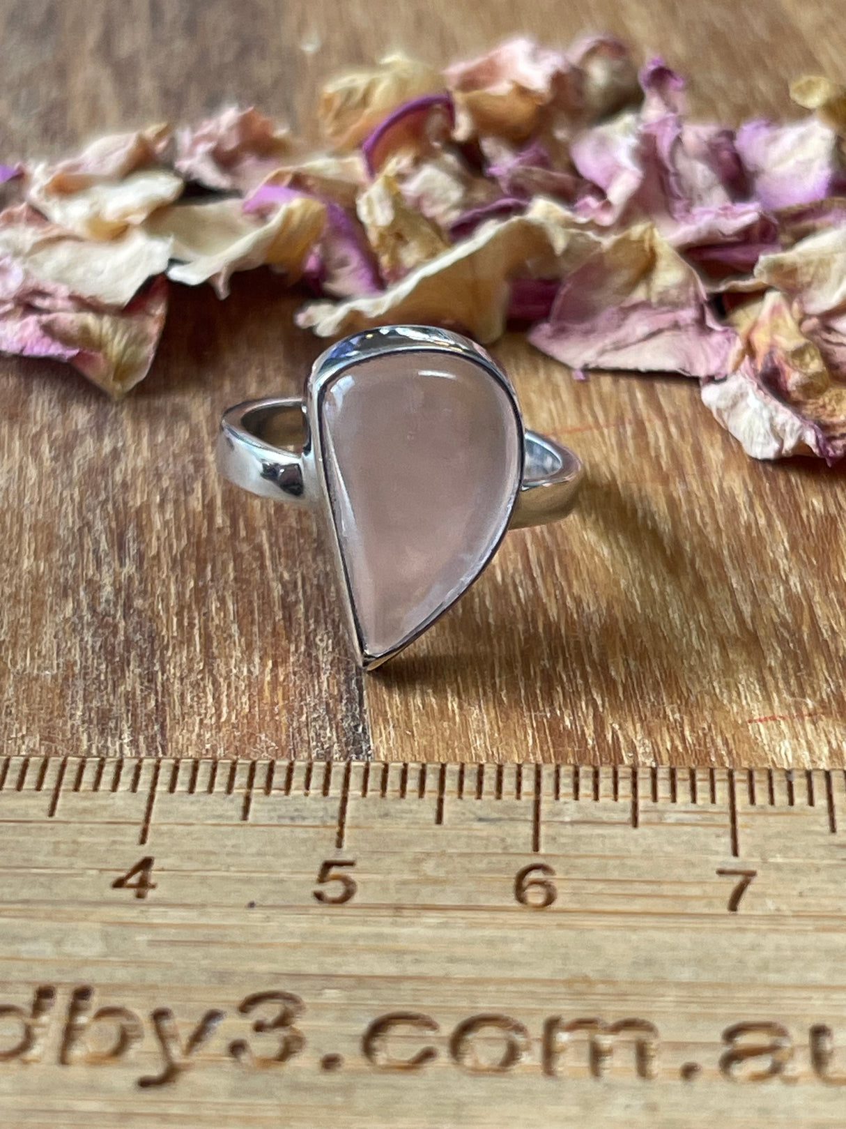 Rose Quartz Silver Ring Size 7 - “I radiate love, beauty, confidence and grace”.