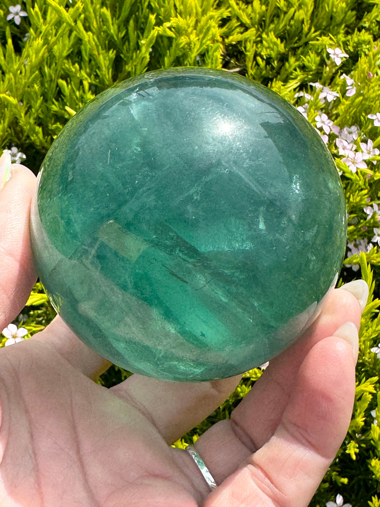 Green Fluorite Sphere  #2 592g- Concentration