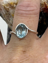 Blue Topaz Silver Ring Size 8 - "I communicate my thoughts with confidence and clarity."