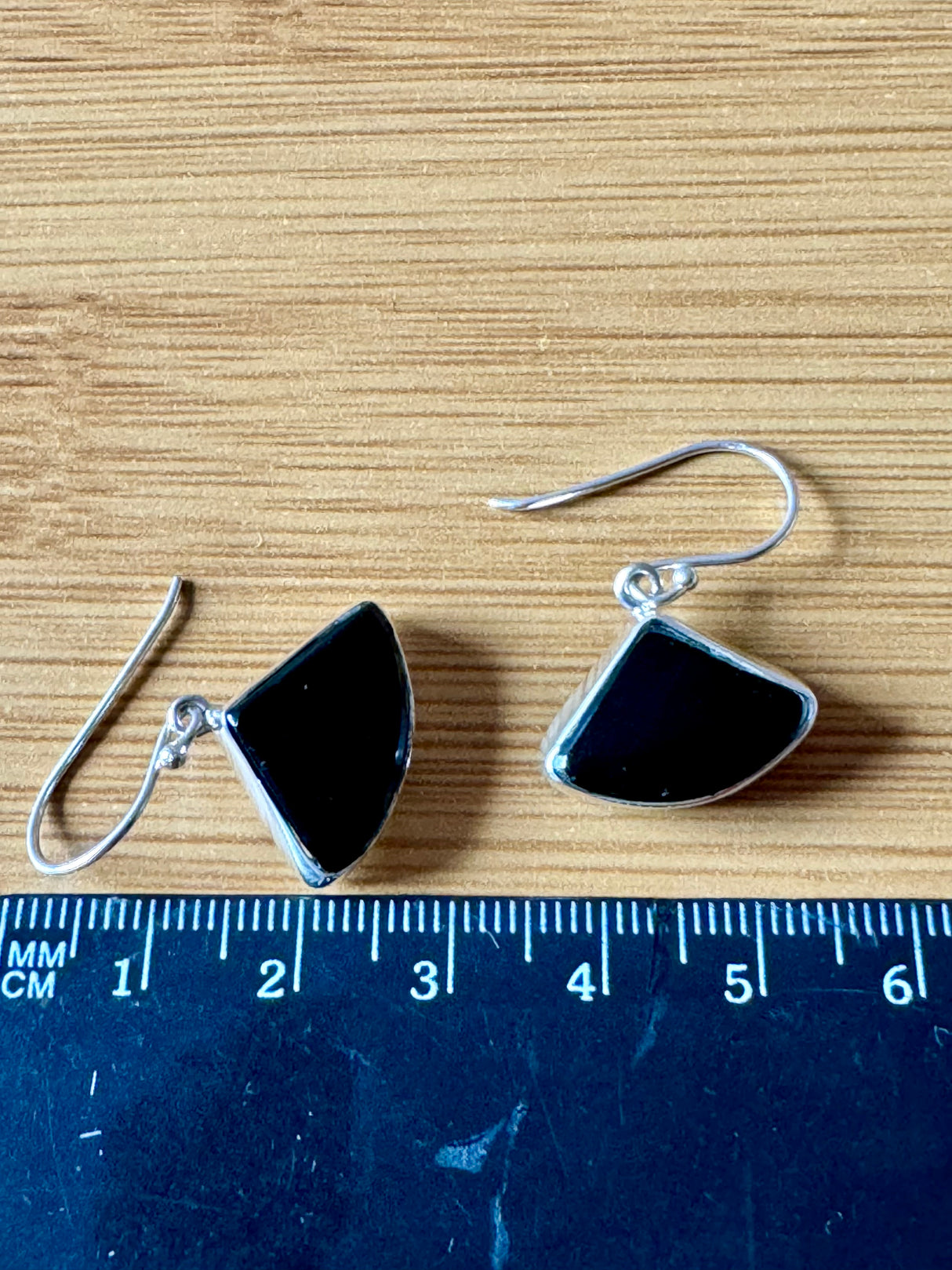 Black Tourmaline Silver Earrings - Grounding