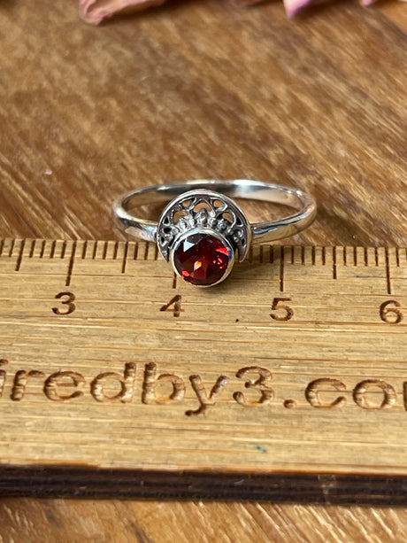 Garnet Silver Ring Size 7 - "I am passionate and enthusiastic in all areas of my life."