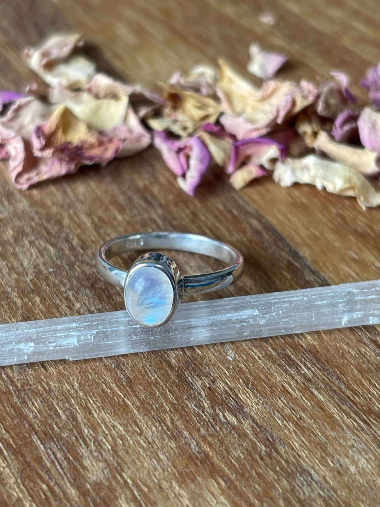 Rainbow Moonstone Silver Ring Size 7 - "My mind is open to new possibilities and opportunities”.