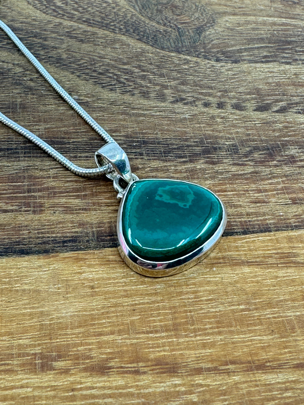 Malachite Silver Pendant - "I choose to radiate love, kindness, and positive energy."