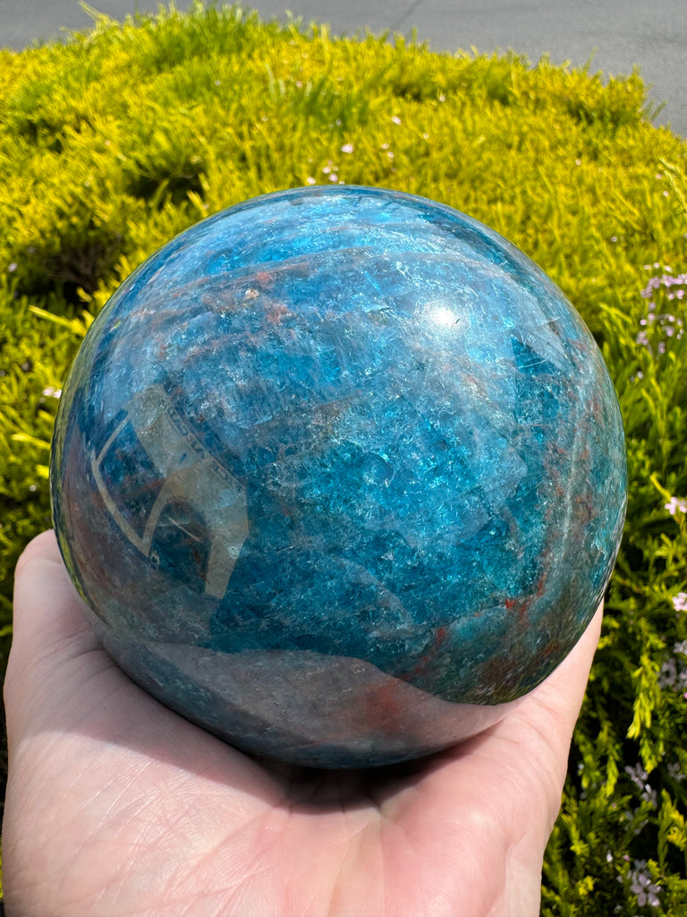 Blue Apatite Sphere #4 2.2kilos-  "I work relentlessly each day to achieve my goals."