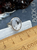 Dendritic Agate Silver Ring Size 8 - Earth Healer - Protection