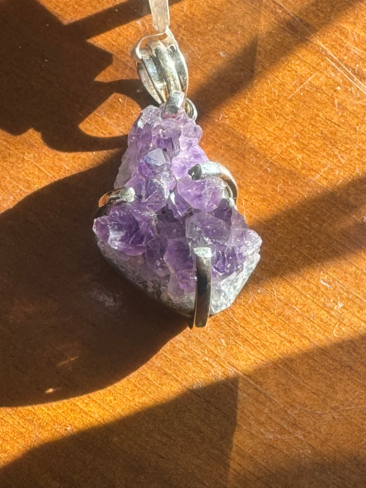 Amethyst Cluster Silver Pendant - Intuition & Protection