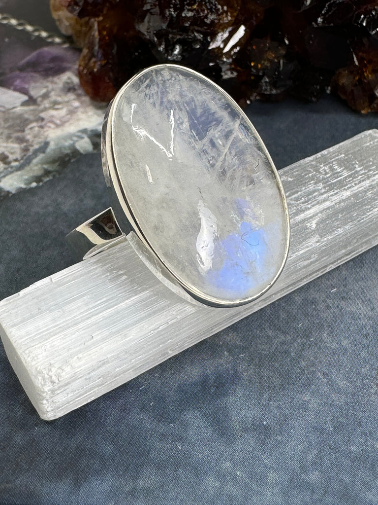 Rainbow Moonstone Silver Ring Size 10 #7 - “My mind is open to new possibilities and opportunities”. (Copy)