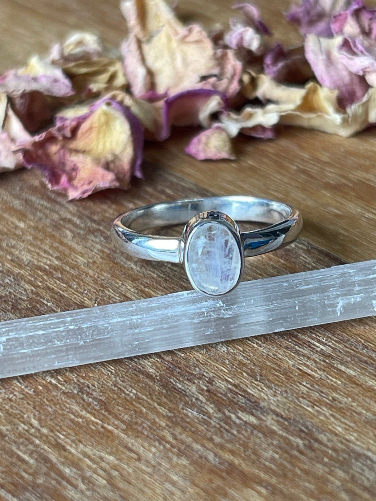 Rainbow Moonstone Silver Ring Size 7 - "My mind is open to new possibilities and opportunities”.