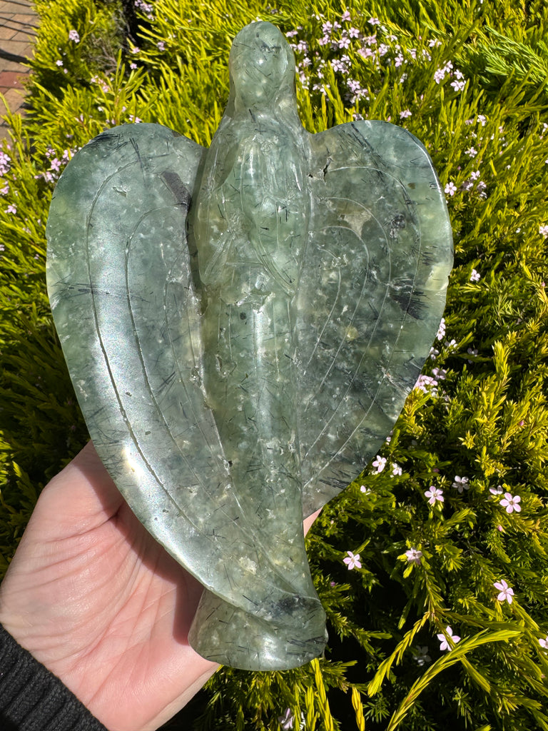 Prehnite and Epidote Angel Carving - 876g 18cm