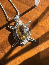 Citrine XL Silver Pendant & Silver Chain - Manifestation. Balance.