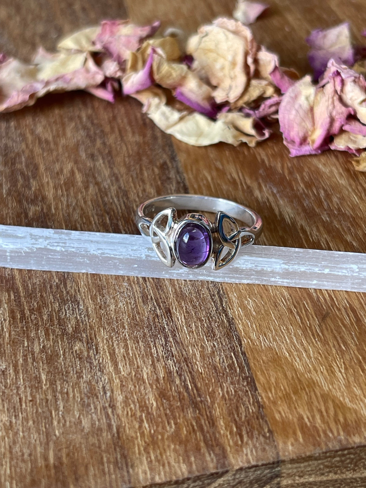 Amethyst Silver Ring Size 7 - “I trust my intuition and allow it to guide me each day”