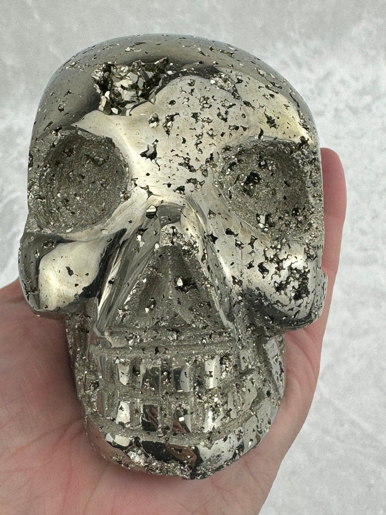 Pyrite Skull Carving #3 - 1.326kilos - Protection & Energy