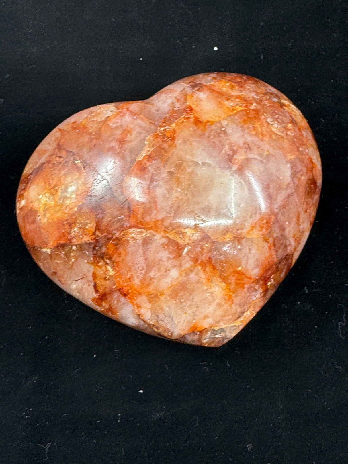 Fire Quartz Heart, Hematite Inclusions  252g - "My thoughts are clear, grounded, and focused."