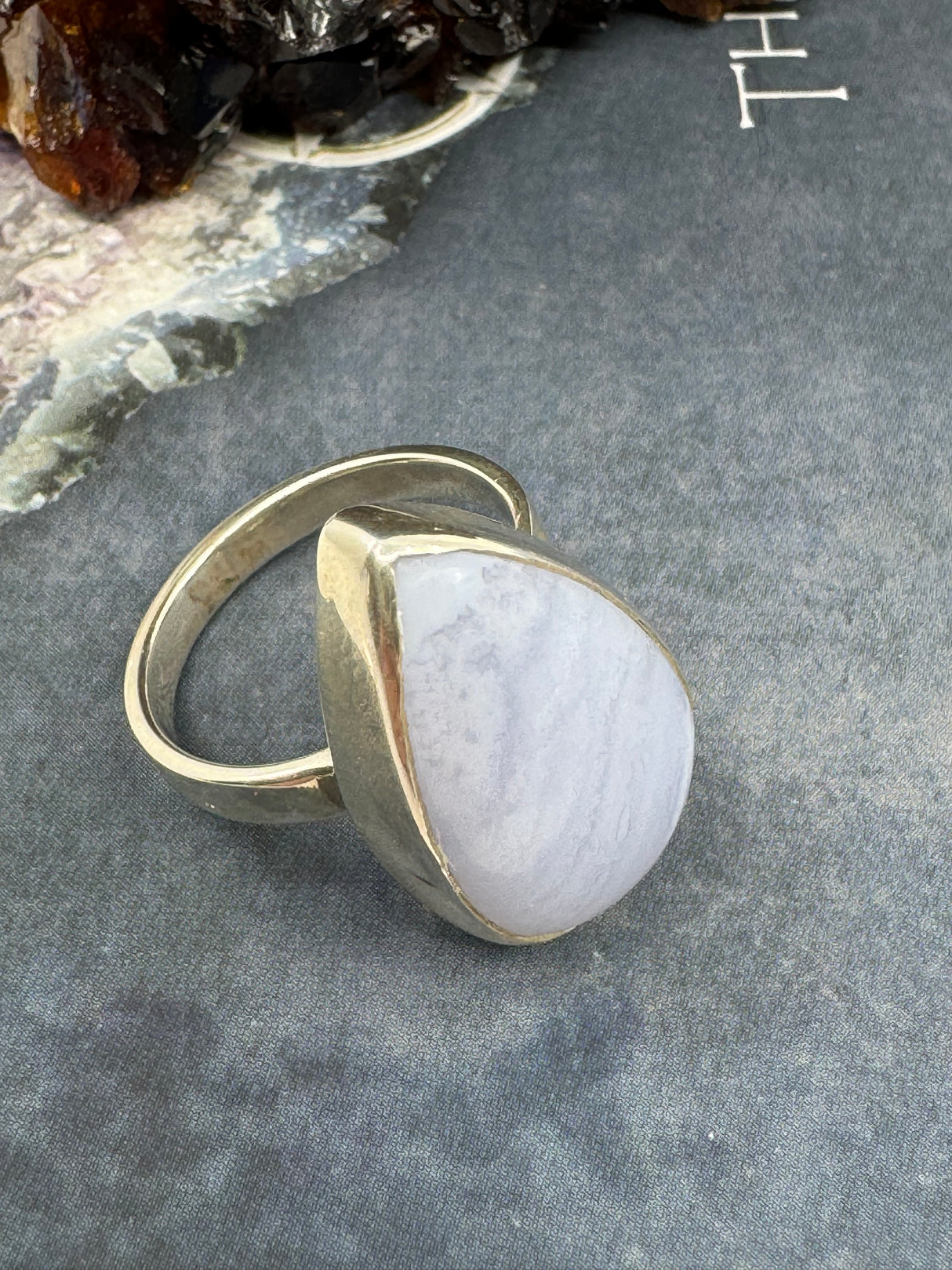 Blue Lace Agate Ring Size 8  - "I express my thoughts authentically and with clarity."