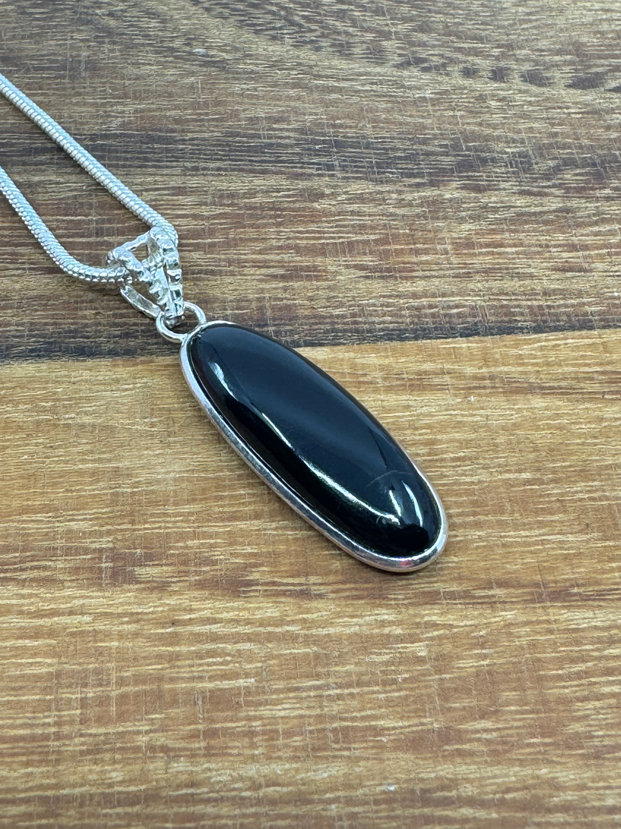 Black Obsidian Silver Pendant - "I release negative energy within and around me."