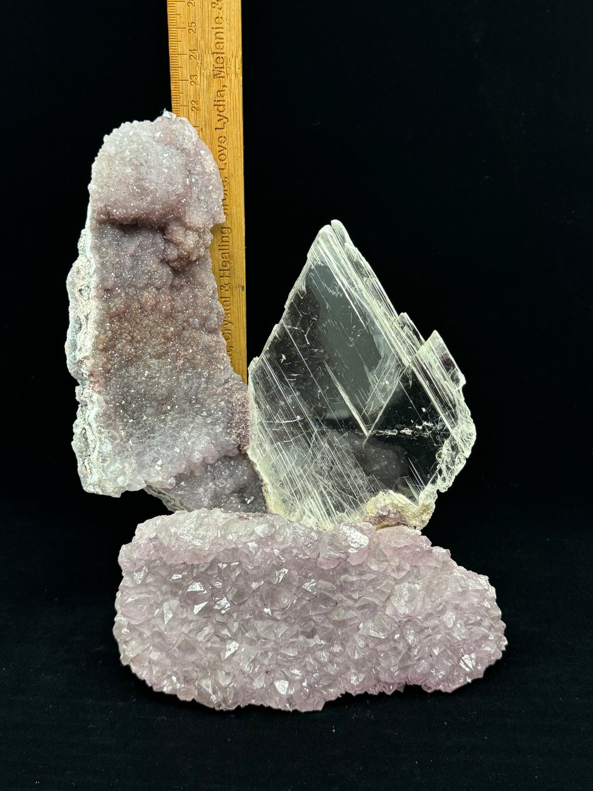 Flower Amethyst w Selenite Angel wing- 1.6kg