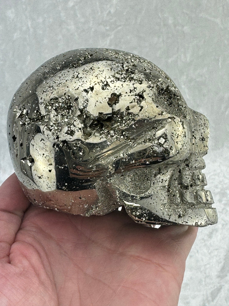 Pyrite Skull Carving #6 - 1.079kilos - Protection & Energy