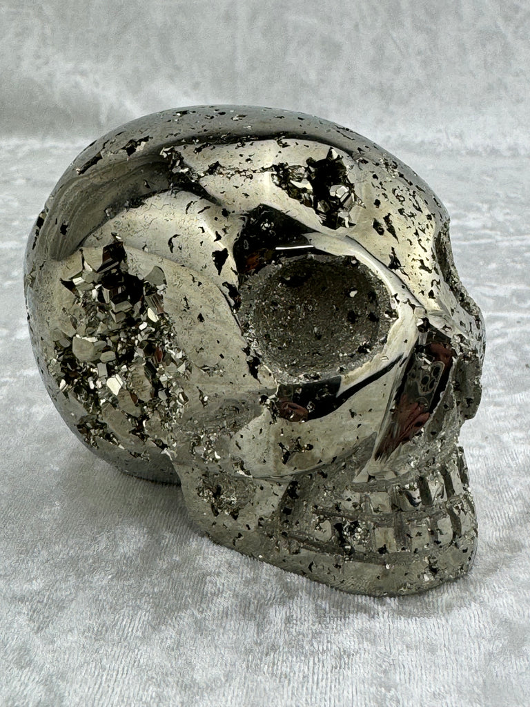 Pyrite Skull Carving #3 - 1.326kilos - Protection & Energy