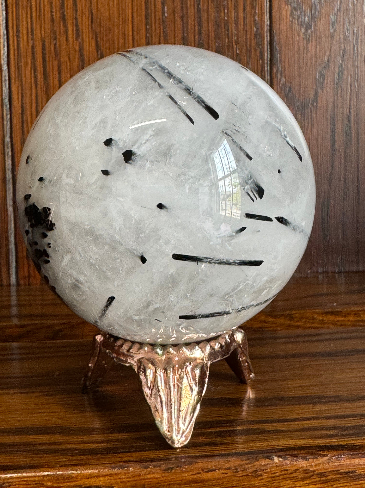 Black Tourmaline in Quartz Sphere 455g- Protection