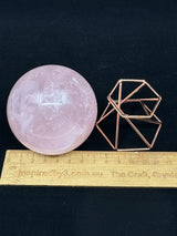 Rose Quartz Sphere on Gold Stand 480g- “I radiate love, beauty, confidence and grace”.