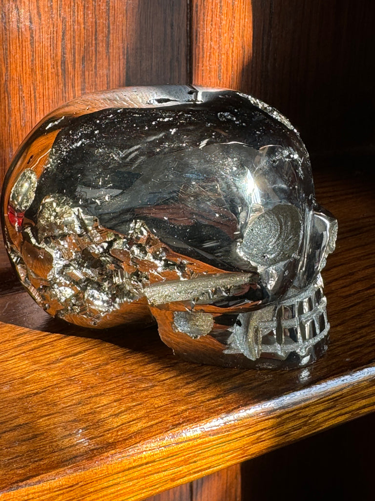 Pyrite Skull Carving #8 - 1.124kilos - Protection & Energy